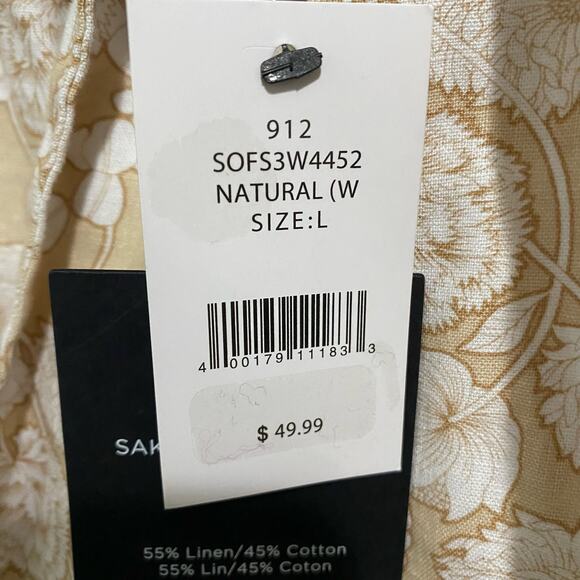 Saks Fifth Avenue Skirt Womens Size L Floral Print A-Line Linen Blend Neutral - Picture 8 of 9